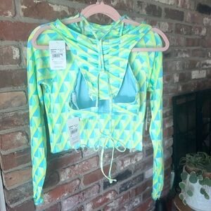 Hurley Green and Yellow Geometric Top
